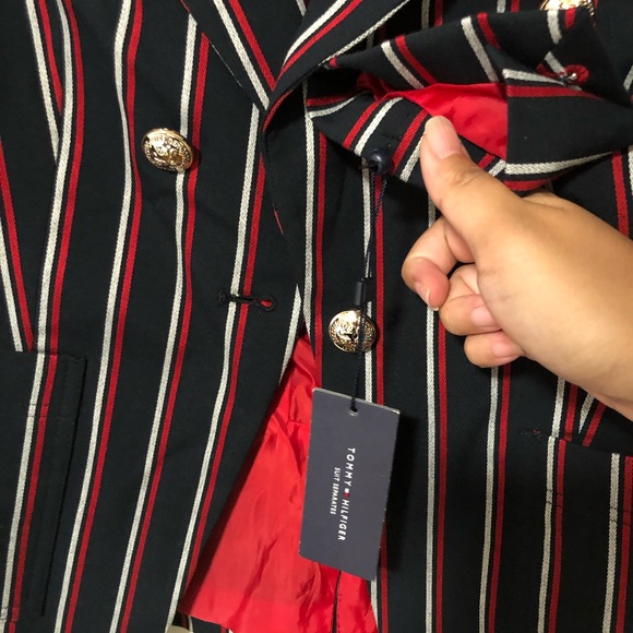 Tommy Hilfiger Pinstripe Navy Blue Jacket Blazer - Picture 6 of 7